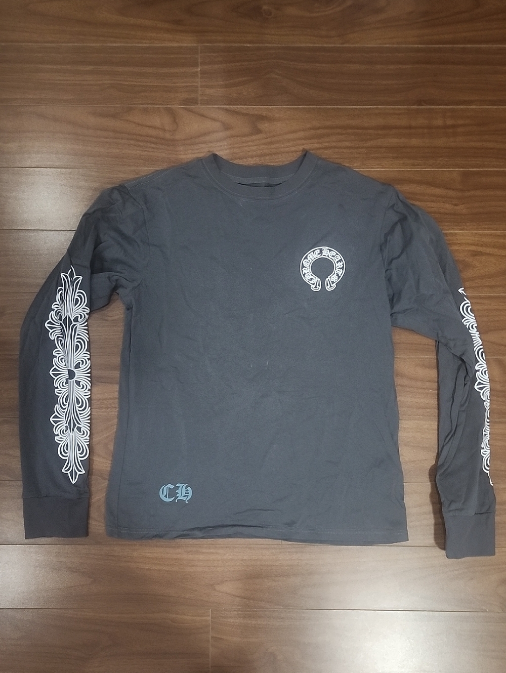 Chrome Hearts Charcoal Gray Long Sleeve Graphic Tee